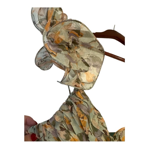 NWT ASTR The Label Fritillaria Maxi Dress Mint Purple Floral Sz S Ruffle Cutout - Picture 9 of 17